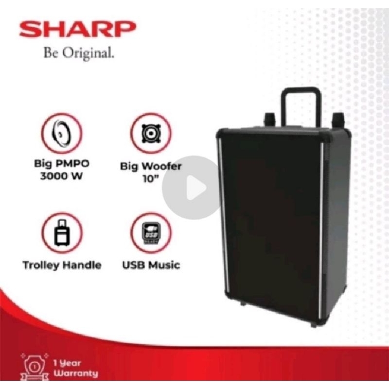 BATAM - SHARP CBOX TR10CBL TR 10 CBL active speaker trolley 10 inch portable bluetooth power AC