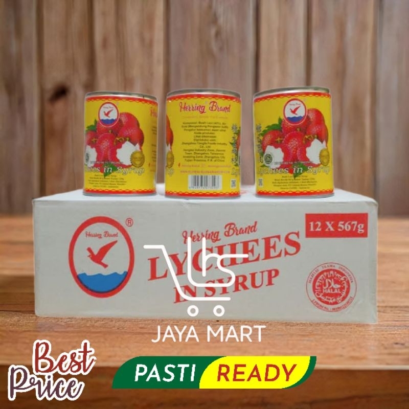 

LE Herring Brand Full Carton Canned Lychees in syrup / Leci Kaleng - 1 Dus 12 kaleng