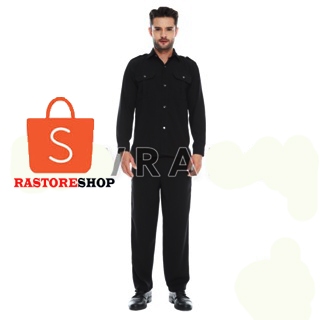 RASTOESHOP SERAGAM SAFARI PENDEK HITAM,SAFARI HITAM SATPAM SECURITY