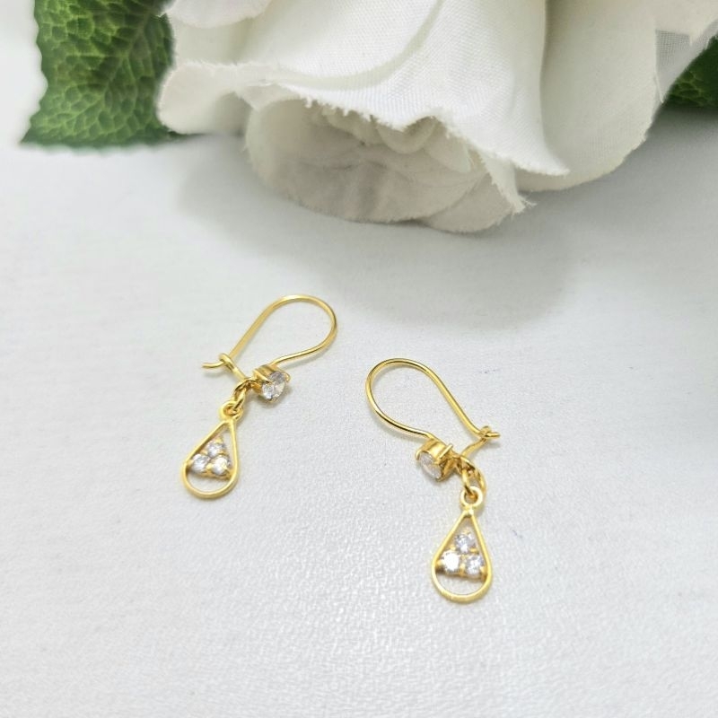 Anting Kait Bandul Labu Mata 3 Emas Muda