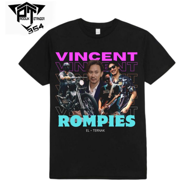 KAOS BAJU VINCENT ROMPIES V3 - TSHIRT OVERSIZE ARTIS EL TERNAK - HITAM PRIA WANITA DEWASA