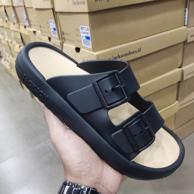 JACKSON ORIGINAL❗Sandal Phylon Slip On Black Pria/Wanita (UNISEX)
