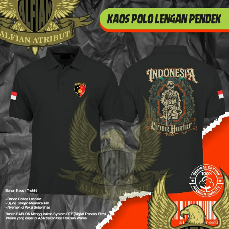 KAOS KERAH POLO POLISI CRIME HUNTER,KAOS BARESKRIM CRIME HUNTER LENGAN PENDEK
