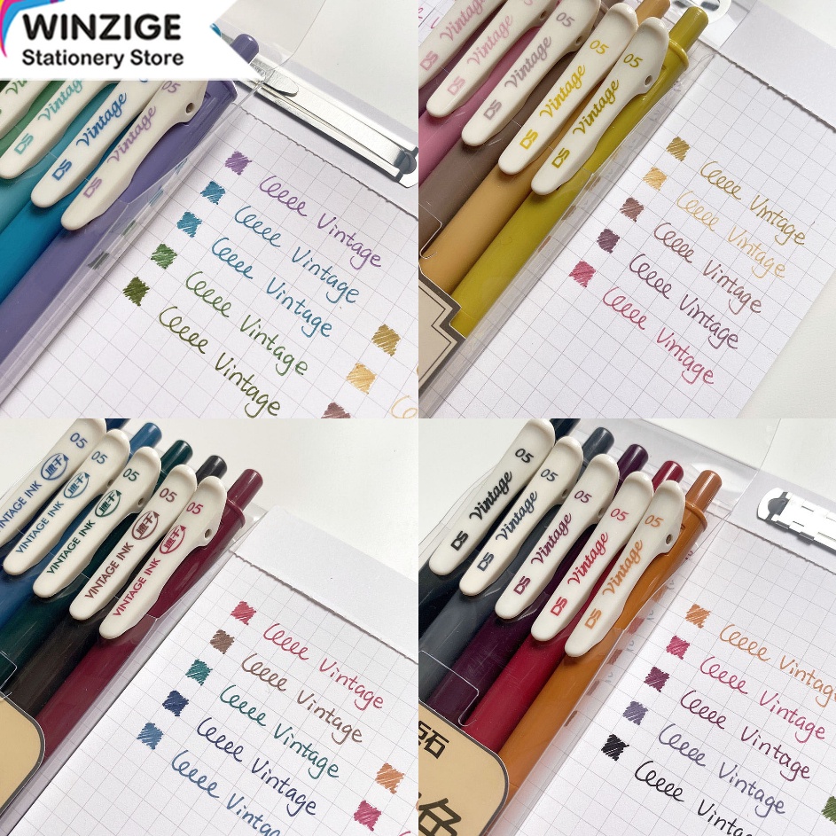 

Winzige 5Pcs gel pens set 5mm pulpen warna warni pulpen gel aesthetic vintage color retractable gel pens lucu pen mekanik 2 colors