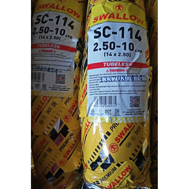 Ban sepedah listrik 250 - 10 tubles swallow sc 114 ring 10