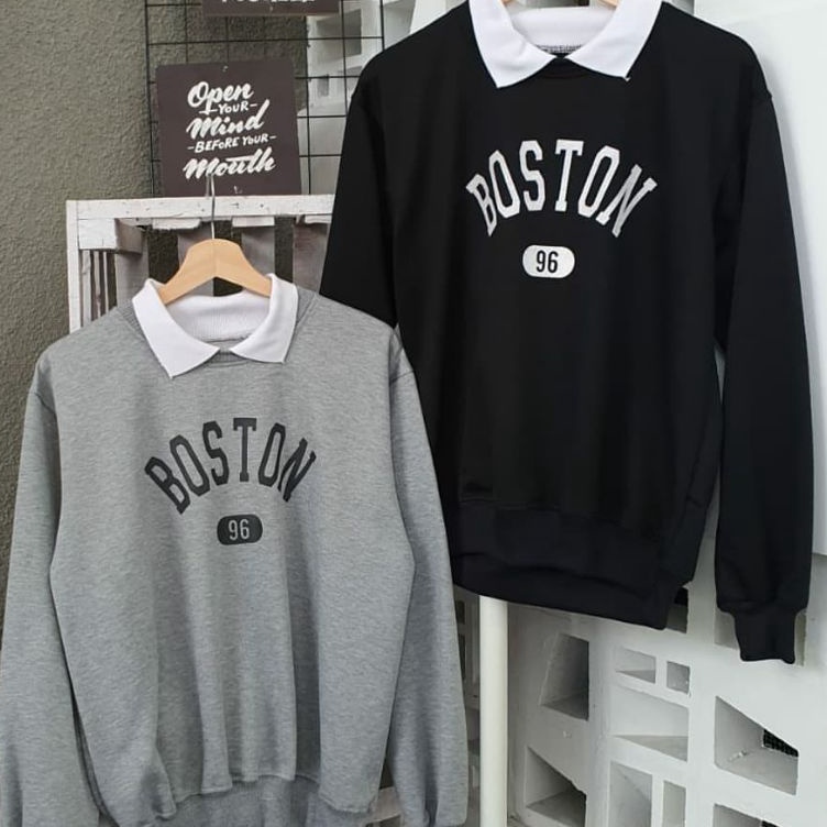 isi 2 pcs Sweater couple pasangan BOSTON  Jaket couple pasangan terbaru  sweater couple pasangan  ho
