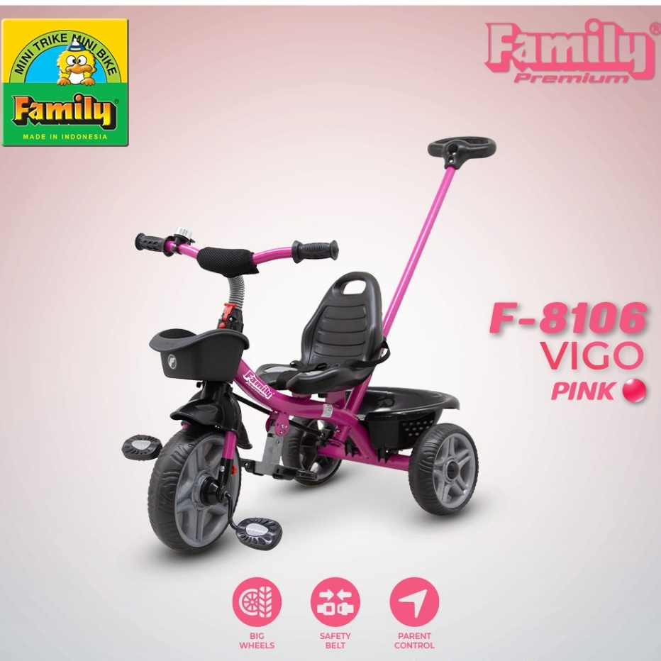 KHUSUS KARGO - Sepeda tricycle anak roda tiga FAMILY VIGO F-8106 / VERDE F-8105 / VAMOS F-8103