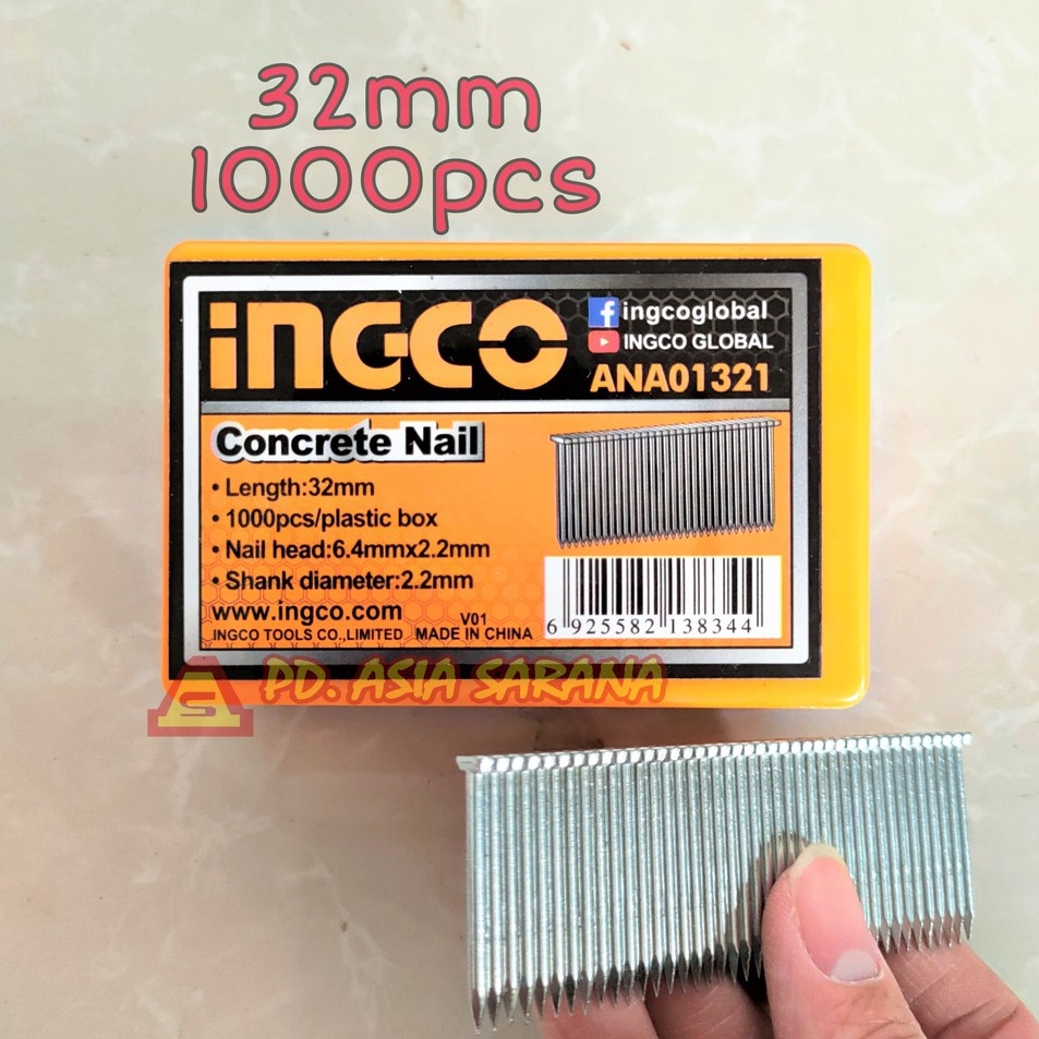 

Terdepan Concrete Nail 32mm Refill INGCO ANA1321 Isi Paku Tembak Beton Tembok