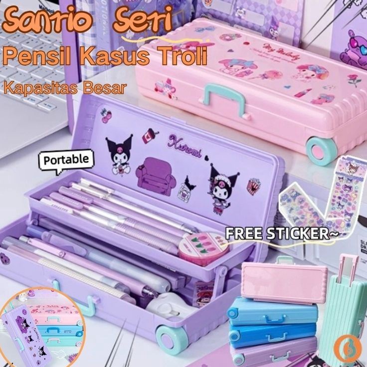 

Penjual LokalSanrio Seri Anime Kartun Pensil Kasus Troli Kotak Alat Tulis Large Capacity Kotak Pensil School Supplies Tempat Bag