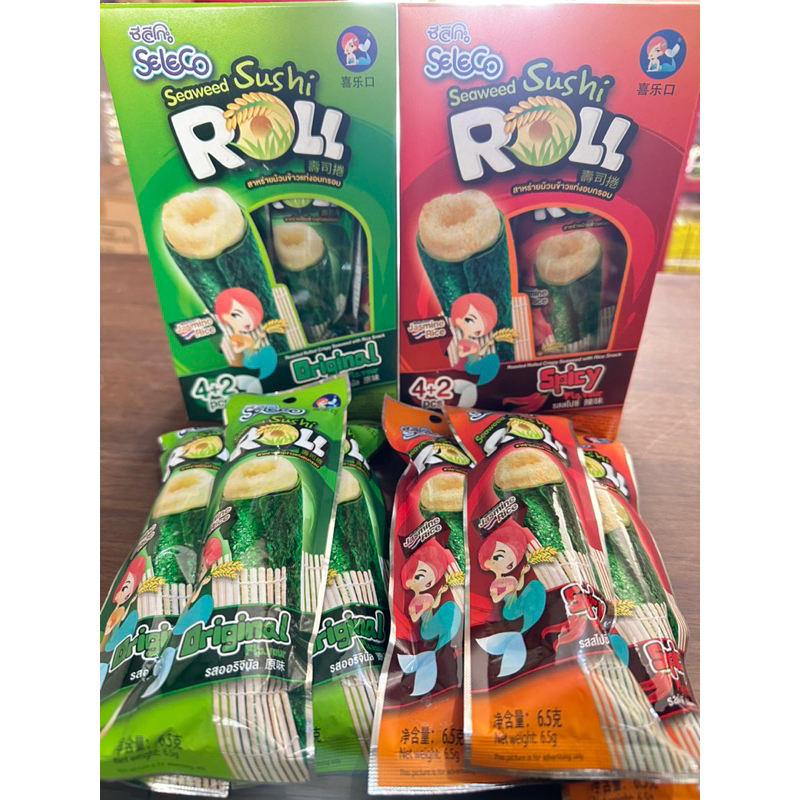 

SELECO Nori Sushi Roll With Rice Snack Original Spicy 1 box isi 6 pcs x 6.5g