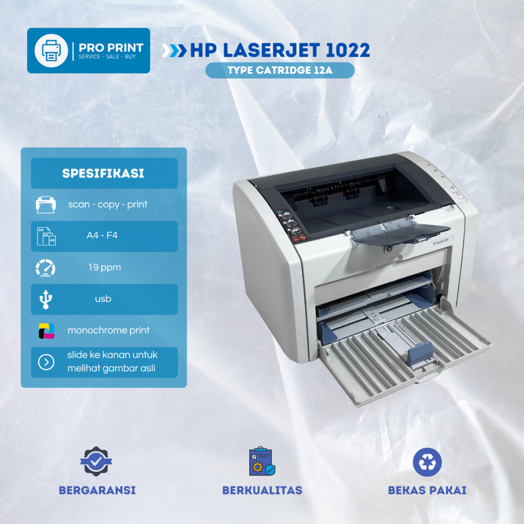Printer Hp Laserjet 1022 Hitam putih - kertas a4 f4