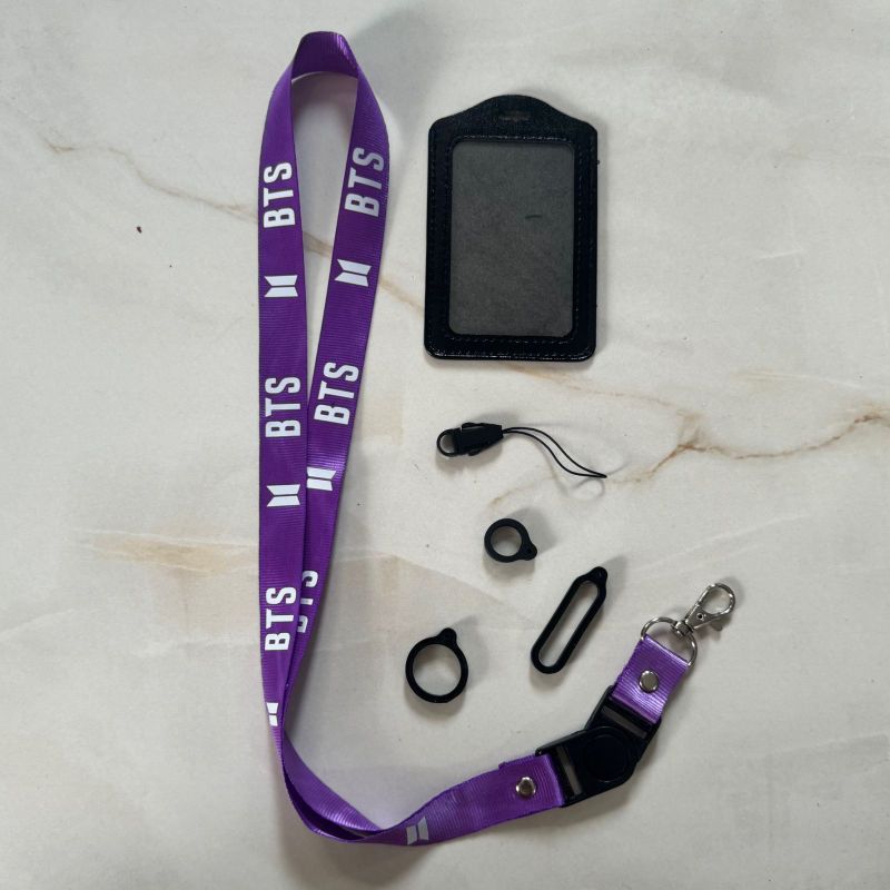

Tali Lanyard BTS - Gantungan ID Card lanyard printing japan plus karet pod 13mm 20mm 40mm yoyo card holder ungu purple LOGO KPop K-Pop girl band girlsband1