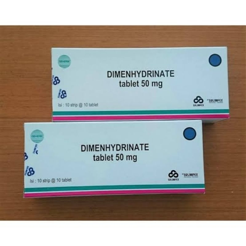 Dimenhydrinate 50 Mg 100 Tablet Box Erlimpex/ Obat Mabuk Perjalanan