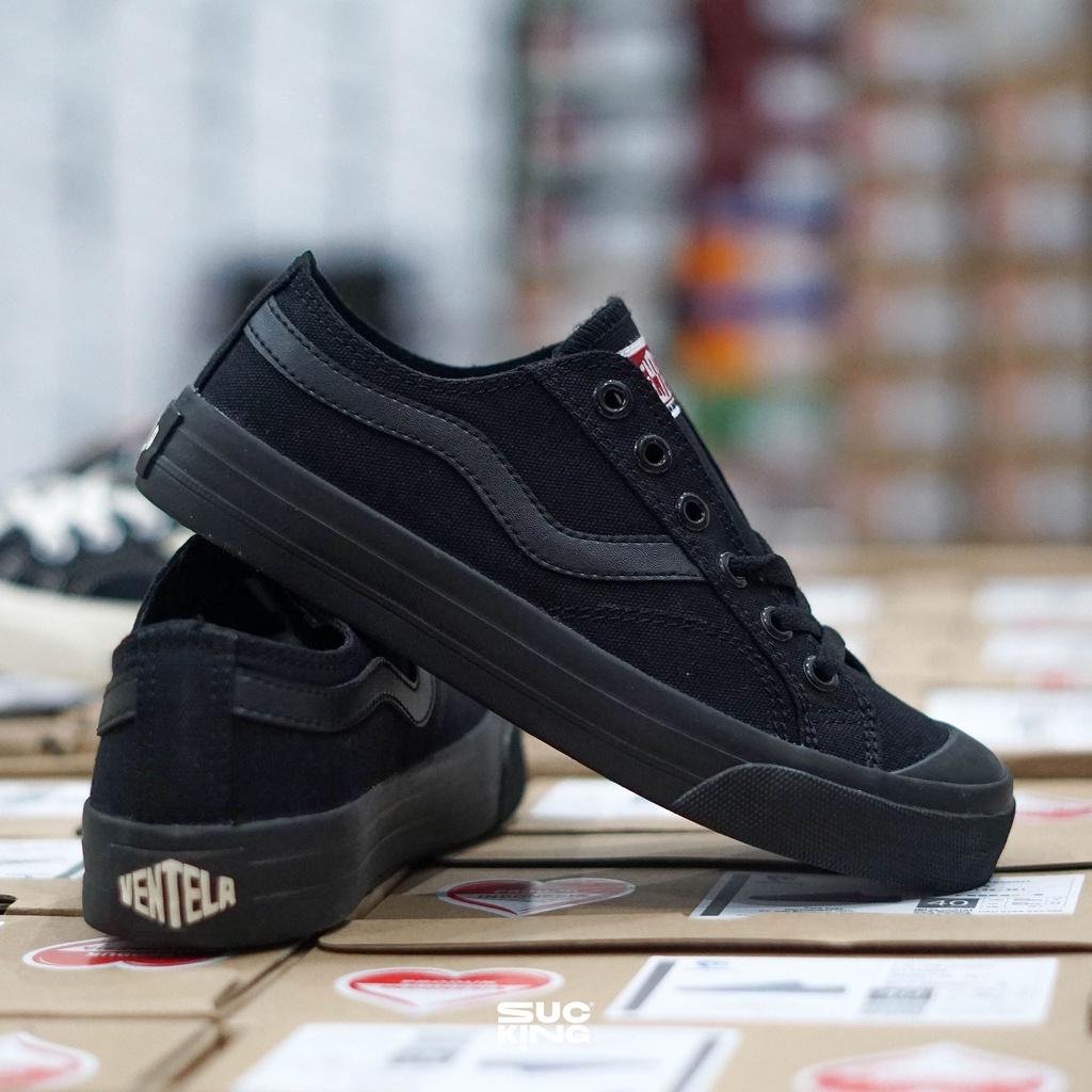 Sepatu Ventela All Black Low Original Sepatu Sekolah Anak Pria Wanita Ventela Full Black Hitam
