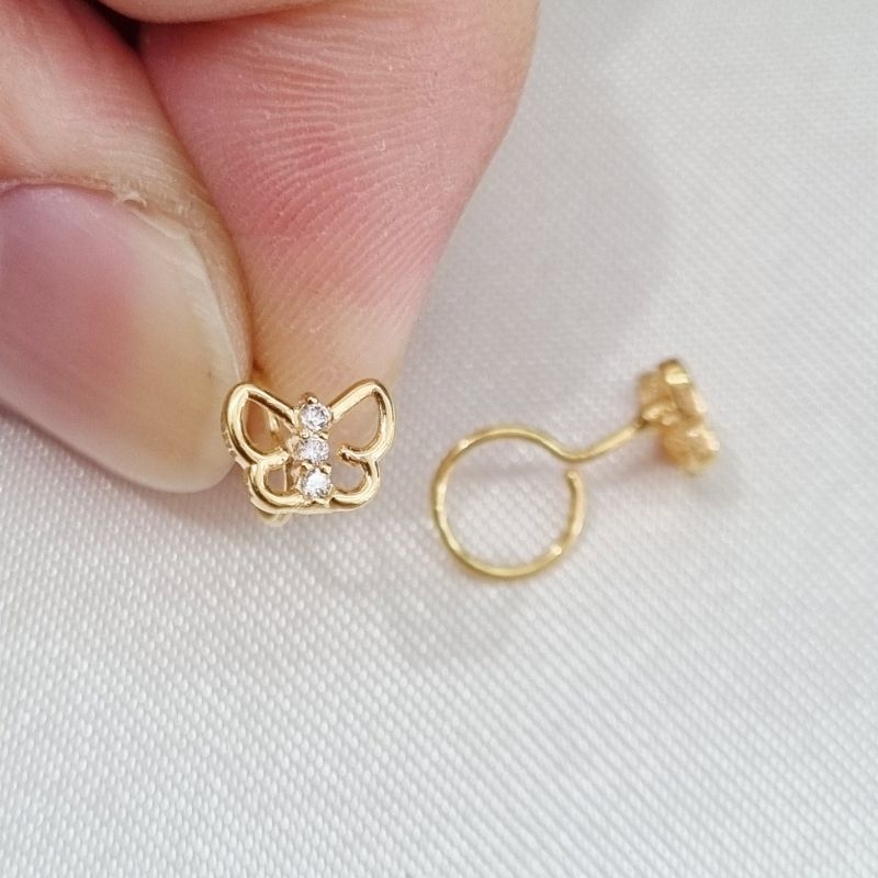 8K / 0.7 gr / 0.7 cm - Anting Tauge Kupu-Kupu Emas Asli Kadar 375 - Pi7