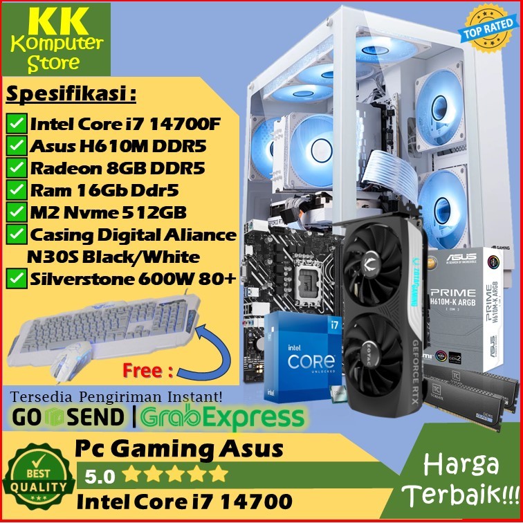 Rakitan Intel Core i7 14700f |Ram 16G D5 |Vga 8G [ Pc Gaming Rakitan Intel Core i7 14700 |Vga 8GB ]