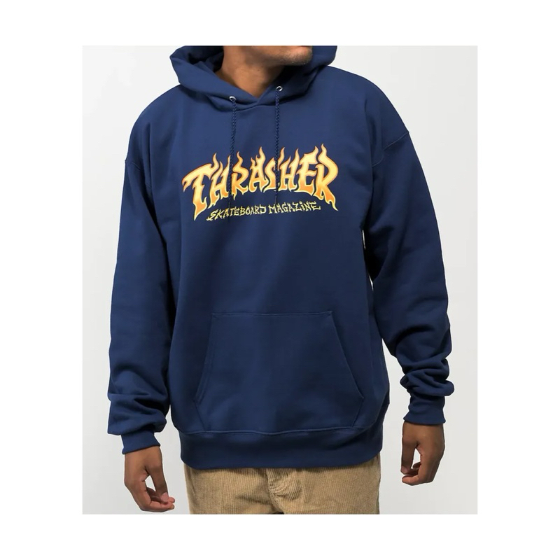 Thrasher Fire Logo Pullover Hoodie Navy (BNWT)