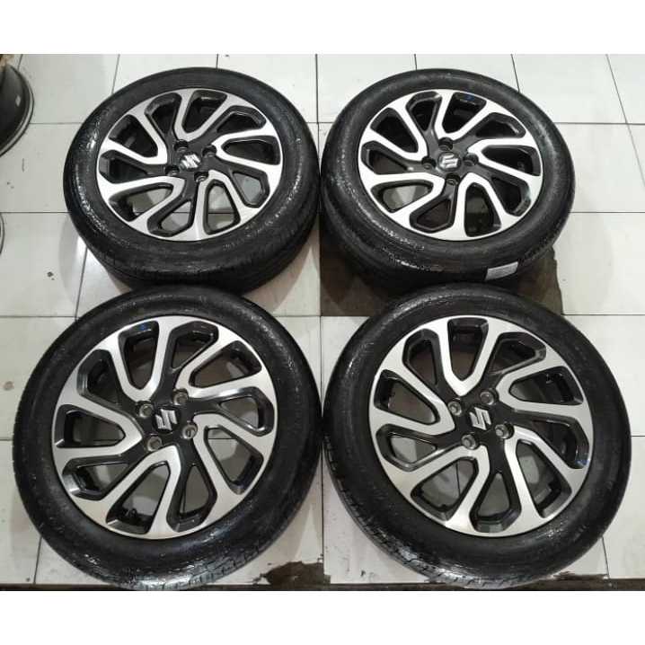 VELG MOBIL BEKAS STD BALENO R16 PCD 4X100 + BAN GOODYEAR SIZE 195 55 R16