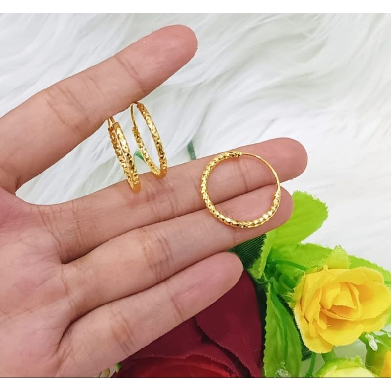 Anting Bulat Wanita Dewasa Lapis Emas 24k