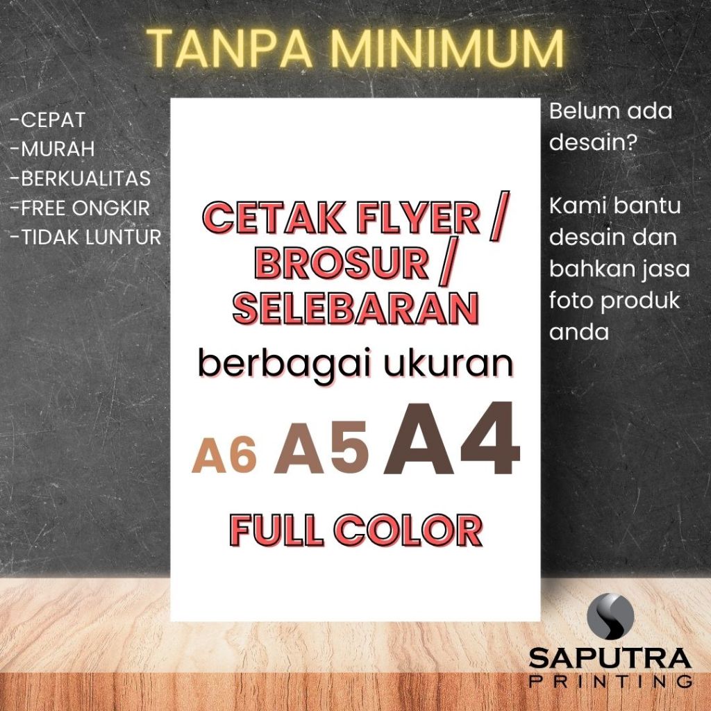 

PRINT BROSUR / FLYER MURAH / CETAK 1 SISI DAN 2 SISI / CETAK BROSUR MURAH UKURAN A4 / A5 / A6