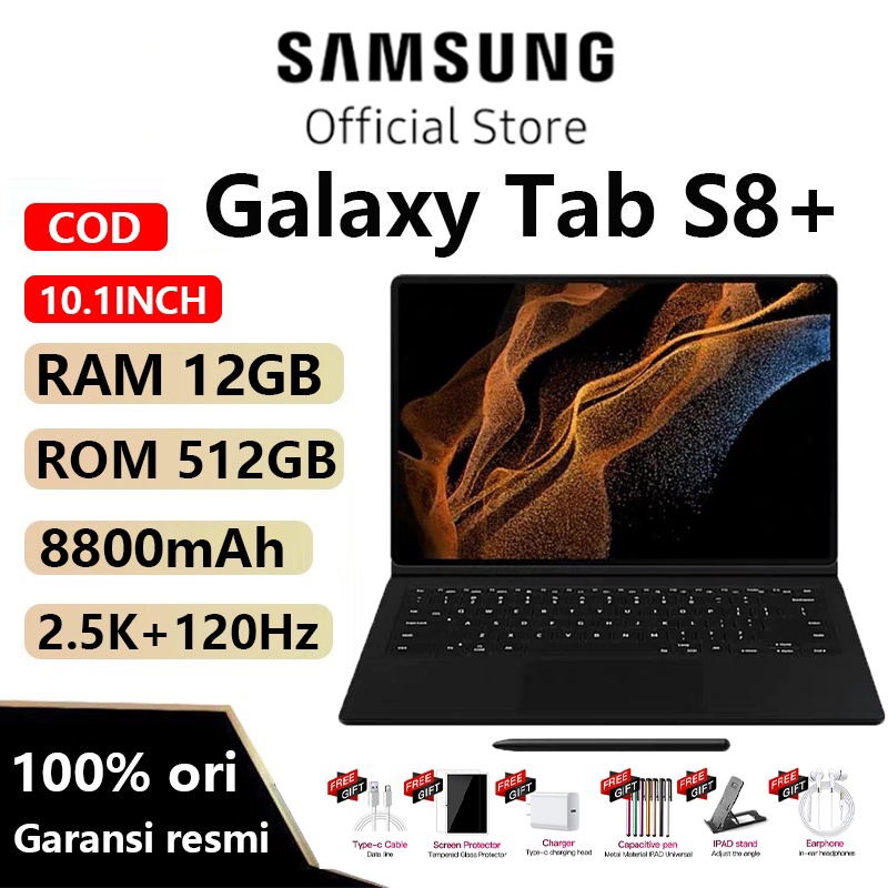 Samsung Galaxy Tab S8+ Plus Ultra 12GB+512GB Android Tablet PC Dual SIM 5G Tablet PC Pelajar Belajar
