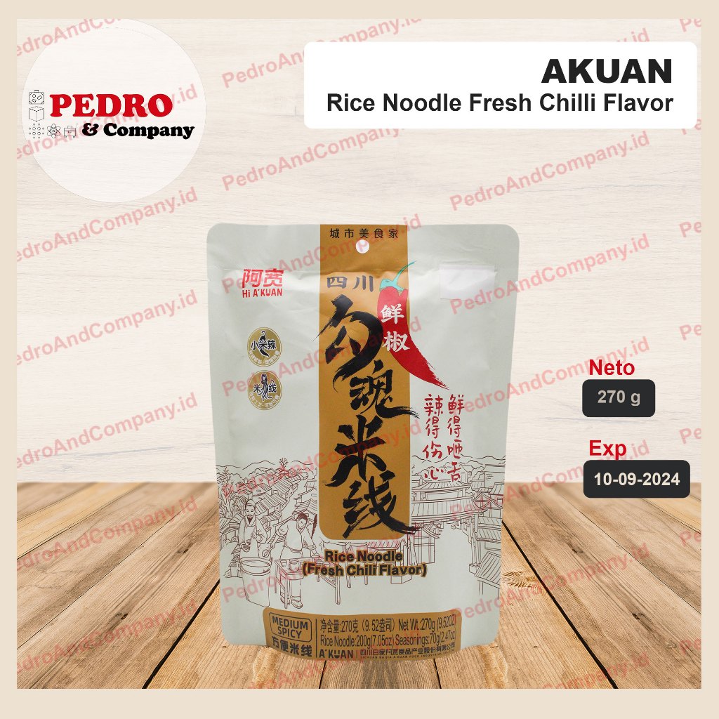 

Hi Akuan Rice Noodle Fresh Chili Flavor 200 gram mi beras rasa pedas