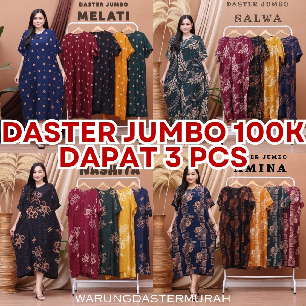 Paket Usaha Daster Jumbo 100 rb dapat 3 Bahan Rayon Busui Home Dress Ld 120 Bahan Adem dipakai