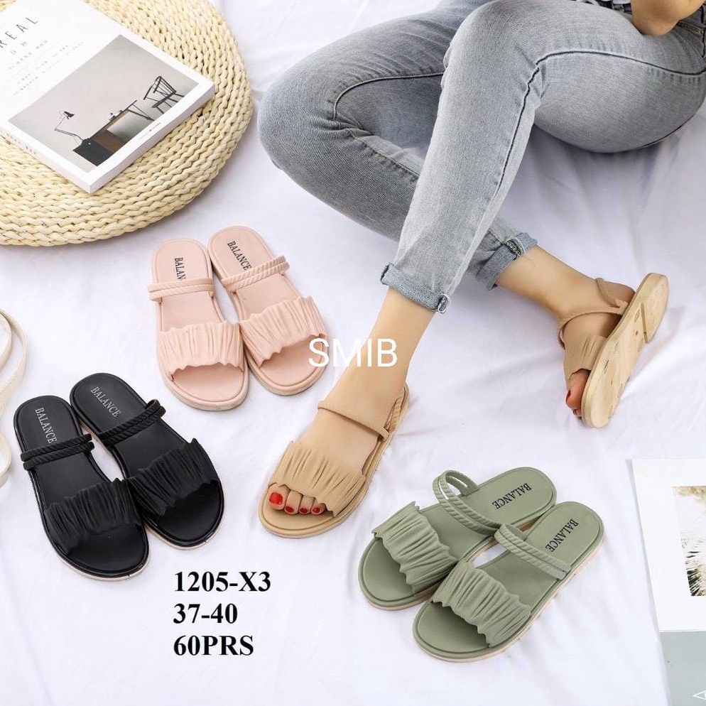 KODE G42F Sandal Selop Wanita Karet Import Fashion Balance Strip 2 sol tipis  125X3