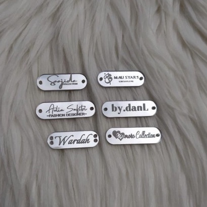 (SILVER) Label Jilbab Akrilik Silver/Label Baju/Merk/Logo