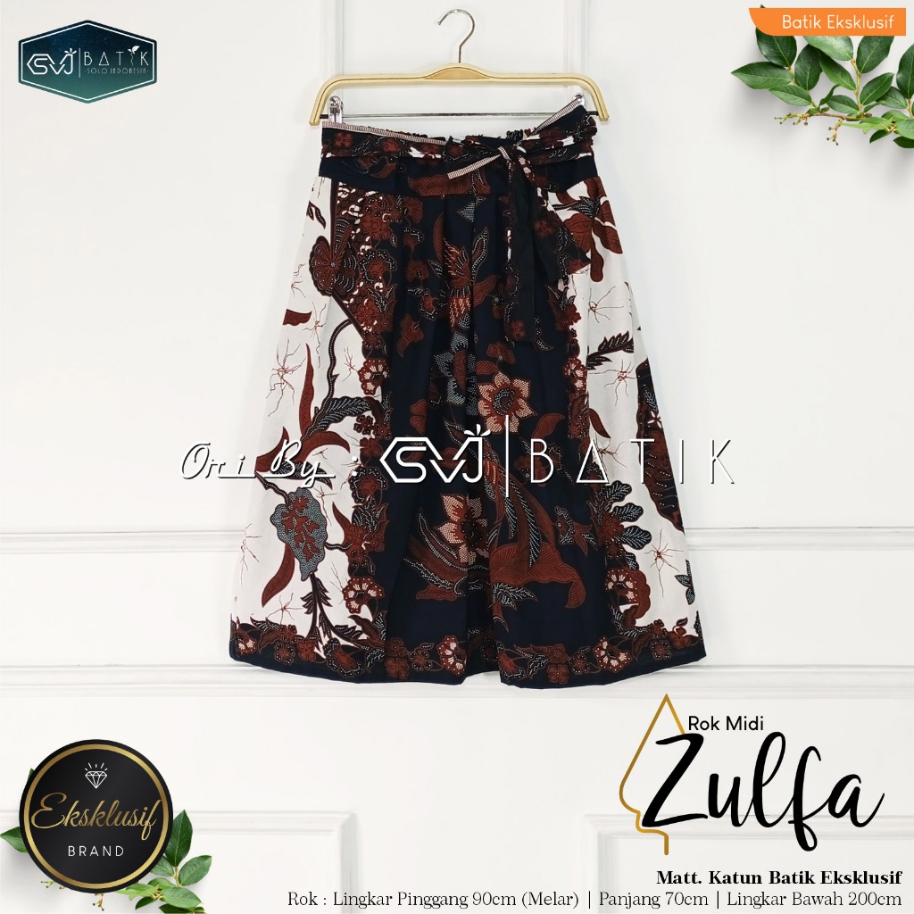 Rok PENDEK wanita batik modern bawahan batik kondangan MIDI katun karet melar svj batik