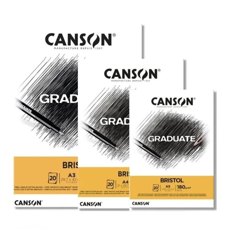 

Canson Graduate A5 A4 Bristol Smooth Paper 20 Sheets 180 Gsm