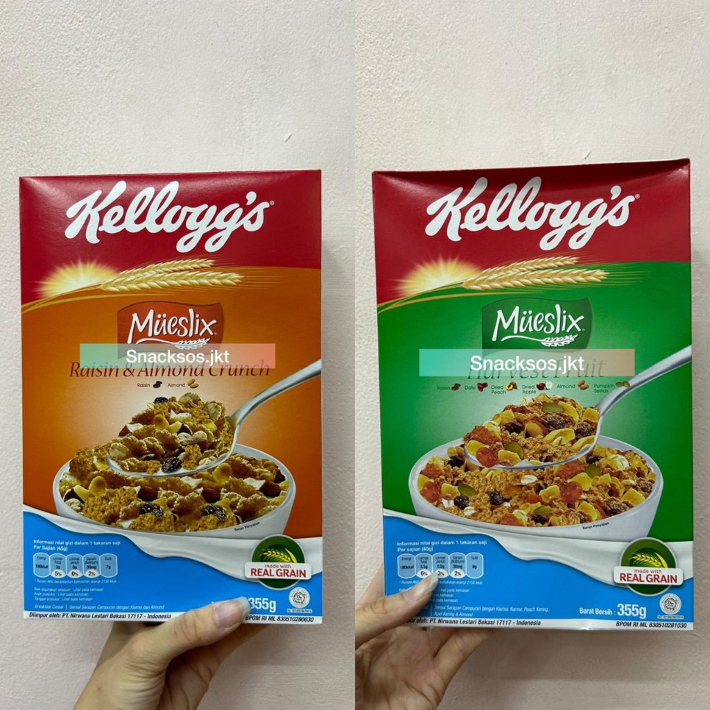 

[BOX] KELLOGG'S CEREAL MUESLI MUESLIX RAISIN ALMOND CRUNCH / HARVEST FRUIT SEREAL GRAIN GRANOLA