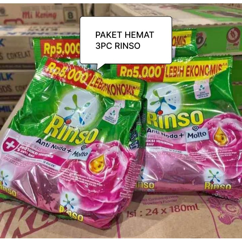 3pc Rinso Bubuk 195gr 5000an Rinso bubuk 5000 murah Detergen Rinso bubuk murah