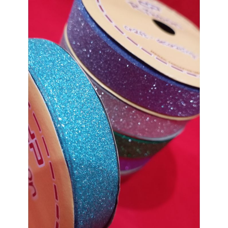 

Pita kado gliter bahan jepang/pita kertas ukuran 2cm/pita kado gliter