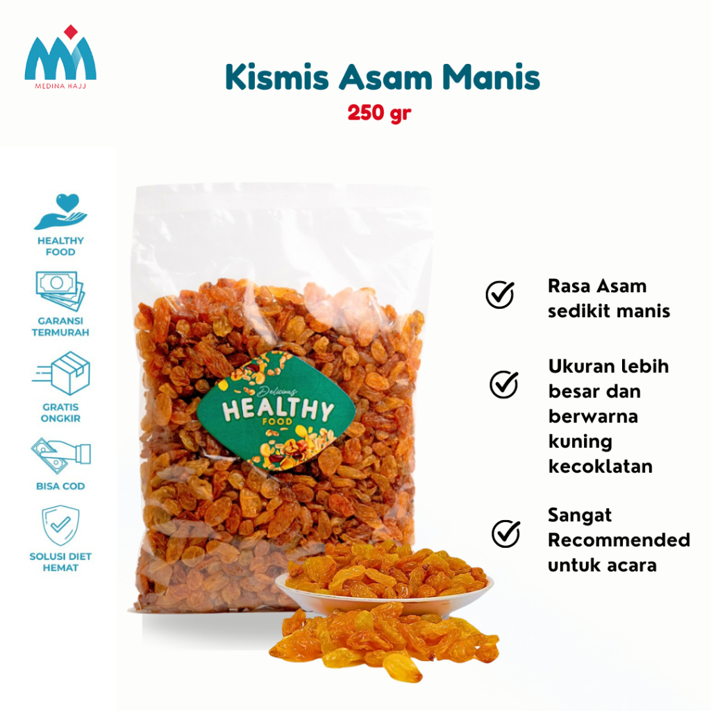 

Kismis Asam Manis 250 gr - Kismis Raisin Oleh Oleh Haji dan Umroh Asli Madinah