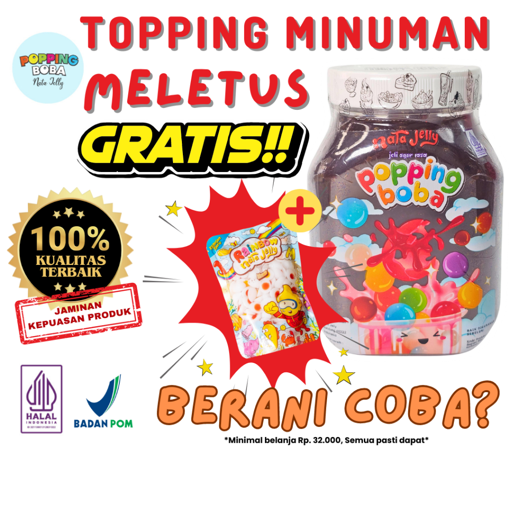 

Popping Boba Meletus Rasa Cokelat 500 Gram | Untuk Topping Minuman – Popping Boba Nata Jelly