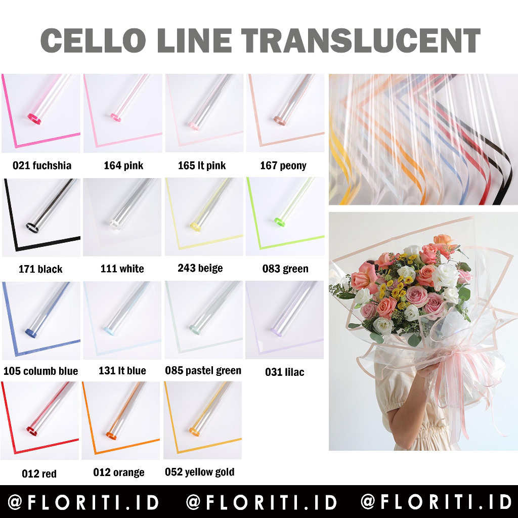 

(20 lembar) Kertas Buket Cellophane Line Translucent Flower Wrapping