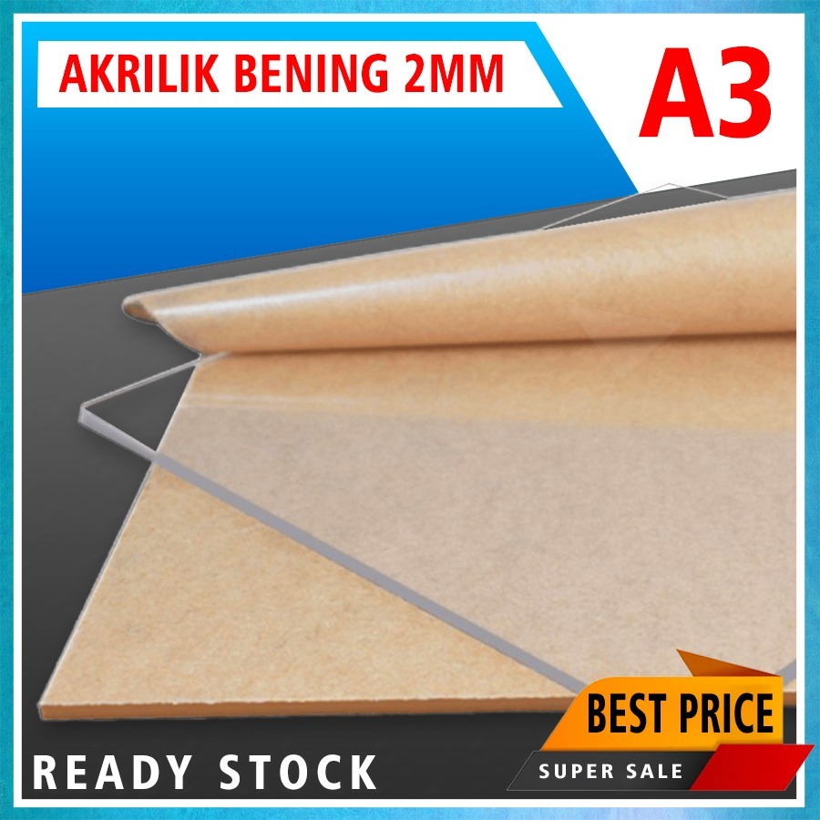 

RB ACRYLIC TRANSPARAN / MIKA BENING 2MM A3 30X42CM BISA CUSTOM BENTUK DAN UKURAN