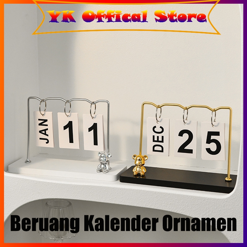 

Beruang Kalender Ornamen Ruang Tamu Ruang Kantor Kalender Desktop Kantor Kreatif Kerajinan Logam Besi Eropa Bear Calendar Ornament Living Room