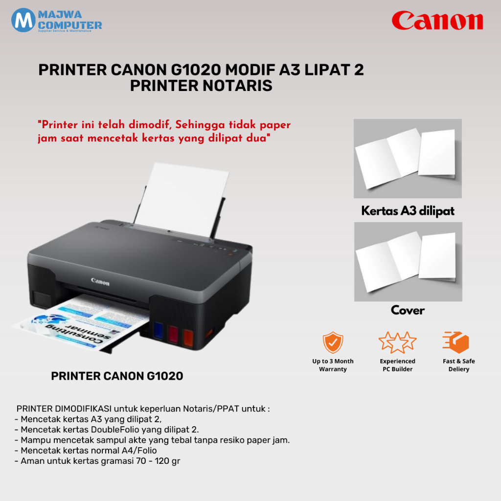 Printer notaris Canon IP2770 cetak A3 lipat 2 Notaris ink tank system