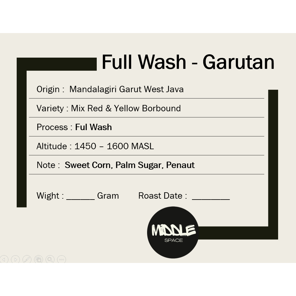 

GARUTAN | FULL WASH| Biji kopi - Roast Bean Kopi 200gr | MiddleSpace Coffee