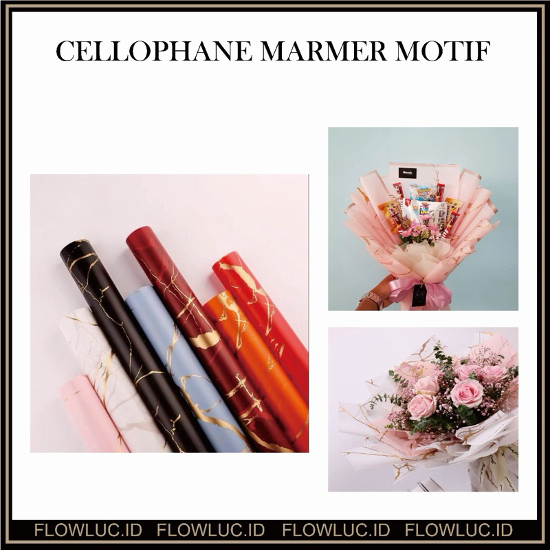 

Flower Wrapping Paper Golden Marble/ Cellophane Kertas Buket Motif Marmer Emas Bunga (60 x 60cm)