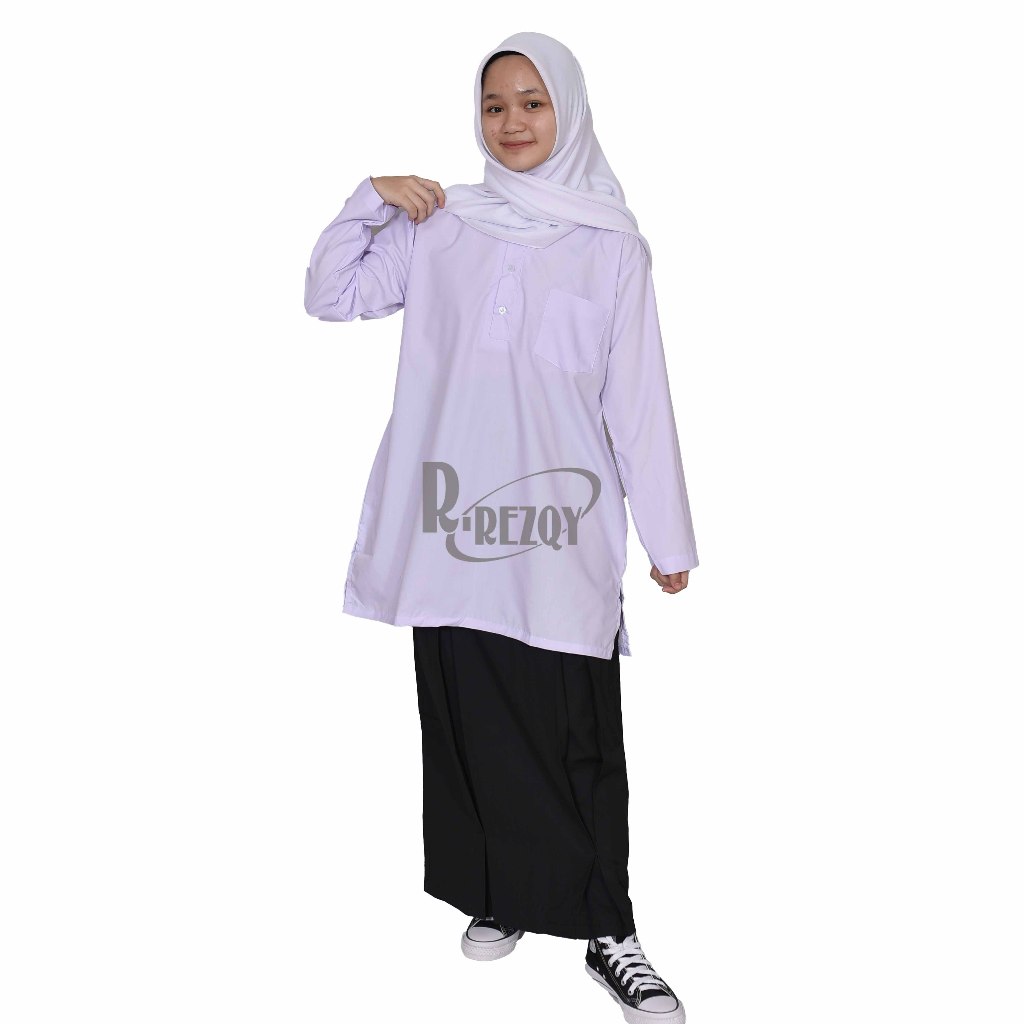 R Rezqy - Baju Kurung Baju Padang Putih Seragam Sekolah Mts Pesantren Yayasan Lengan Panjang Pira Wa