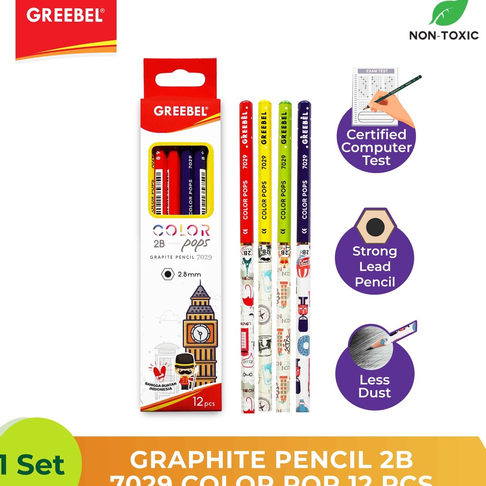 

GREEBEL GRAPHITE PENCIL 2B 729 COLOR POP 12 PCS