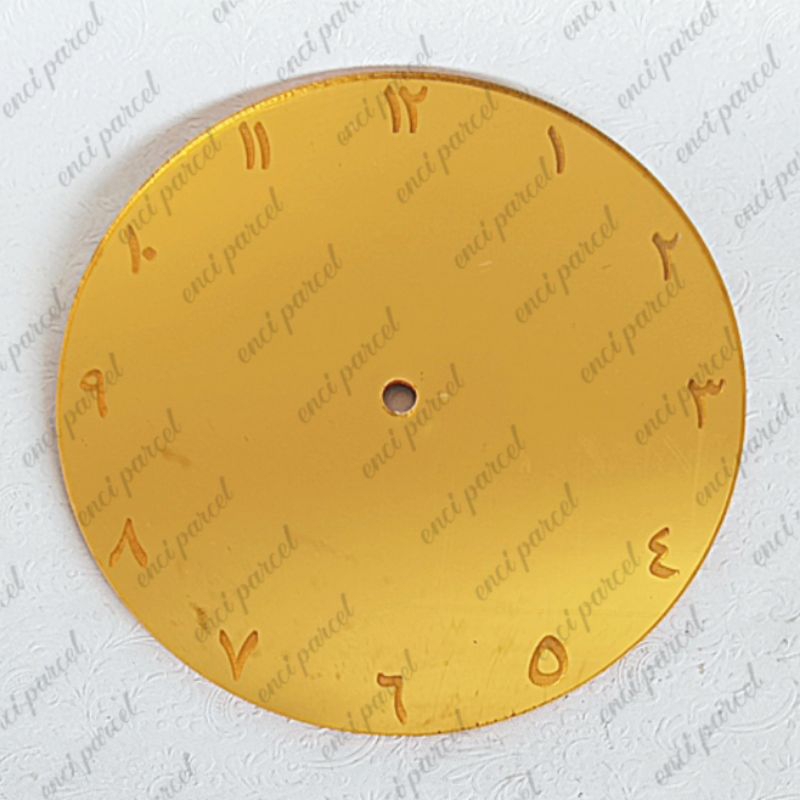 background jam angka arab lingkaran grafir full bulat dekorasi hiasan mahar bahan akrilik gold silve
