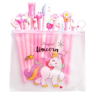 

Pulpen Gel Karakter Lucu Set Isi 2PCS Pena Zipper Pouch Tempat Pensil Transparan Murah stockami A15