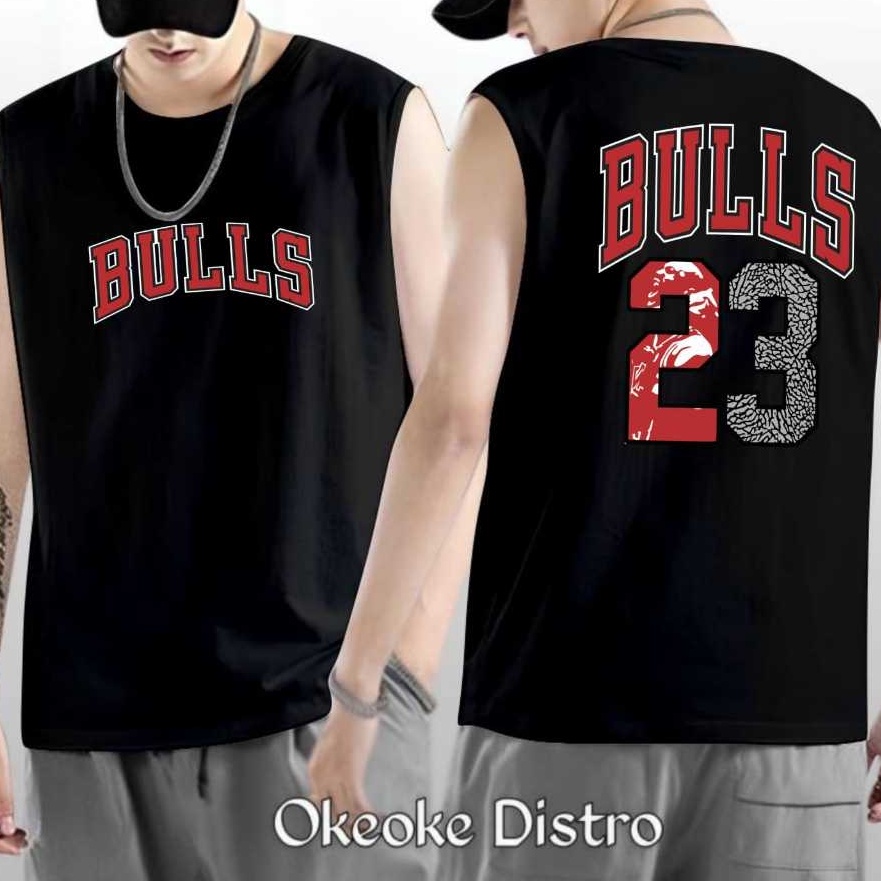 Terlaris Baju Kaos Singlet Pria Bulls Gym Santai Trendy  Size MLXLXXL  Kaos Tanktop Lekbong Jumbo