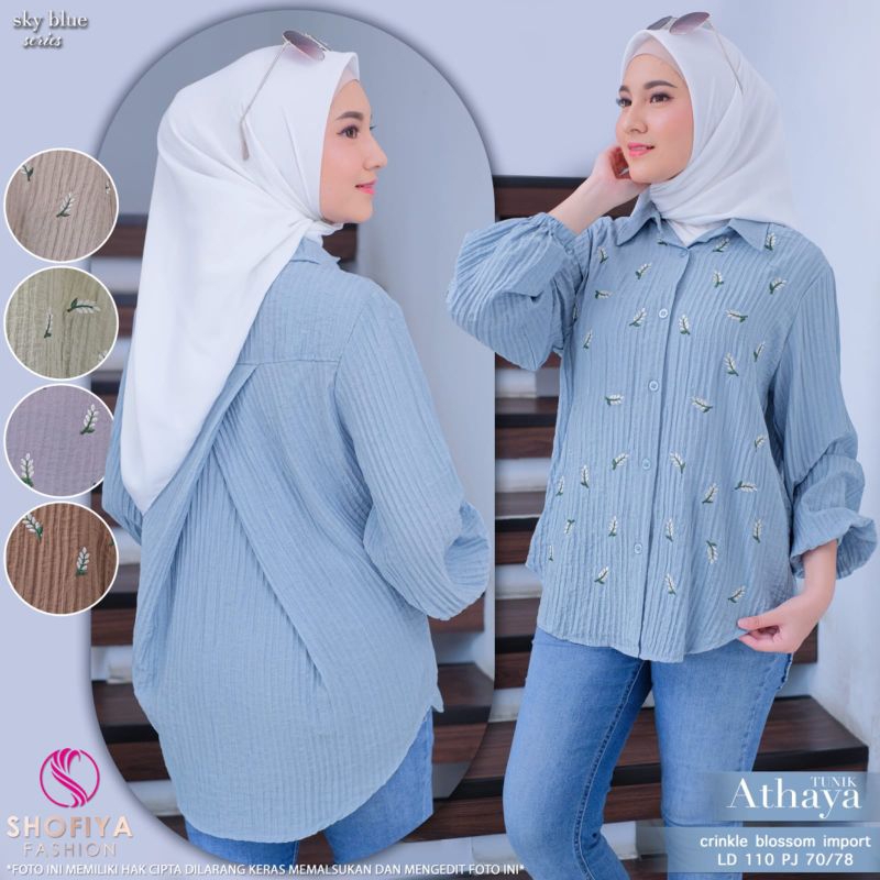 TUNIK WANITA MURAH POLOS JUMBO CRINKLE BLOSSOM VEANA SHOFIYA MANIS CANTIK WARNA PASTEL PUTIH HITAM B