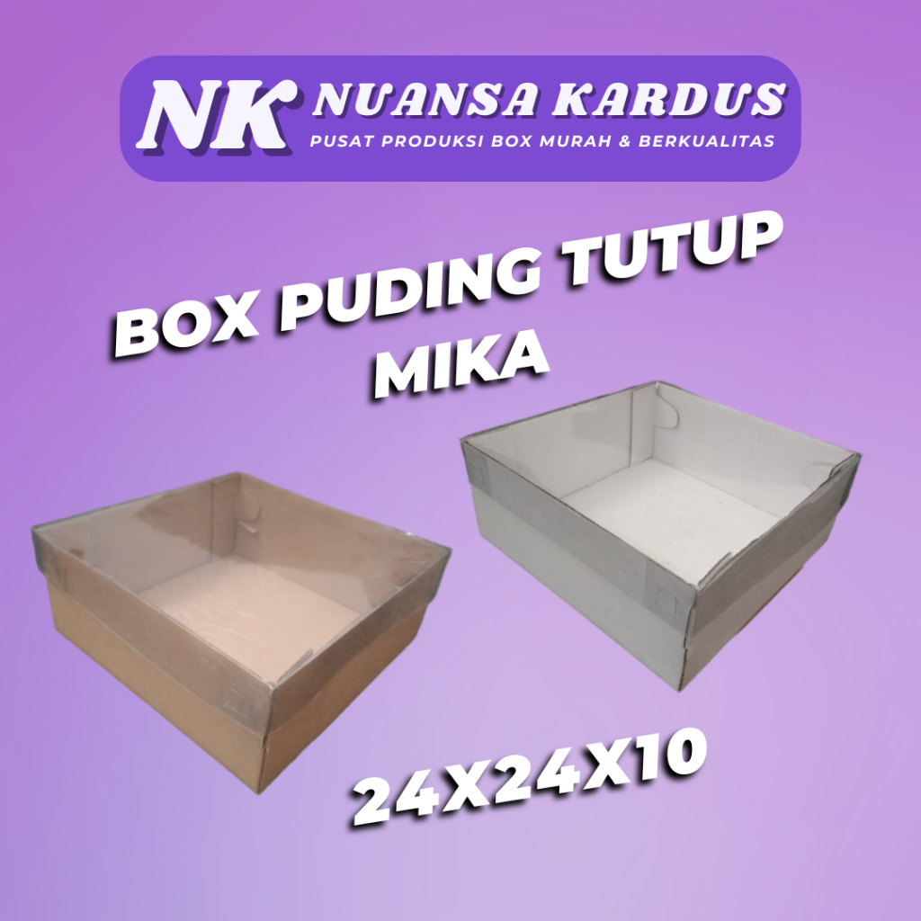 

Box Full Tutup Mika 24x24x10 cm / DIE CUT/ Box Puding Box Cake (10pcs)
