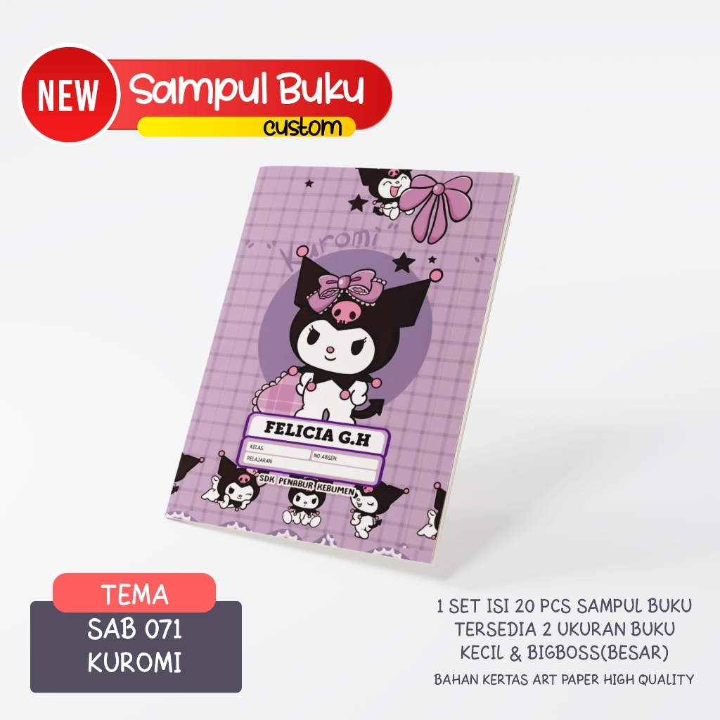 

Dck SAMPUL BUKU ANAK CUSTOM ISI 20 pcs (PART 2= 51-100)/ COVER BUKU / BUKU TULIS / CINNAMOROLL /